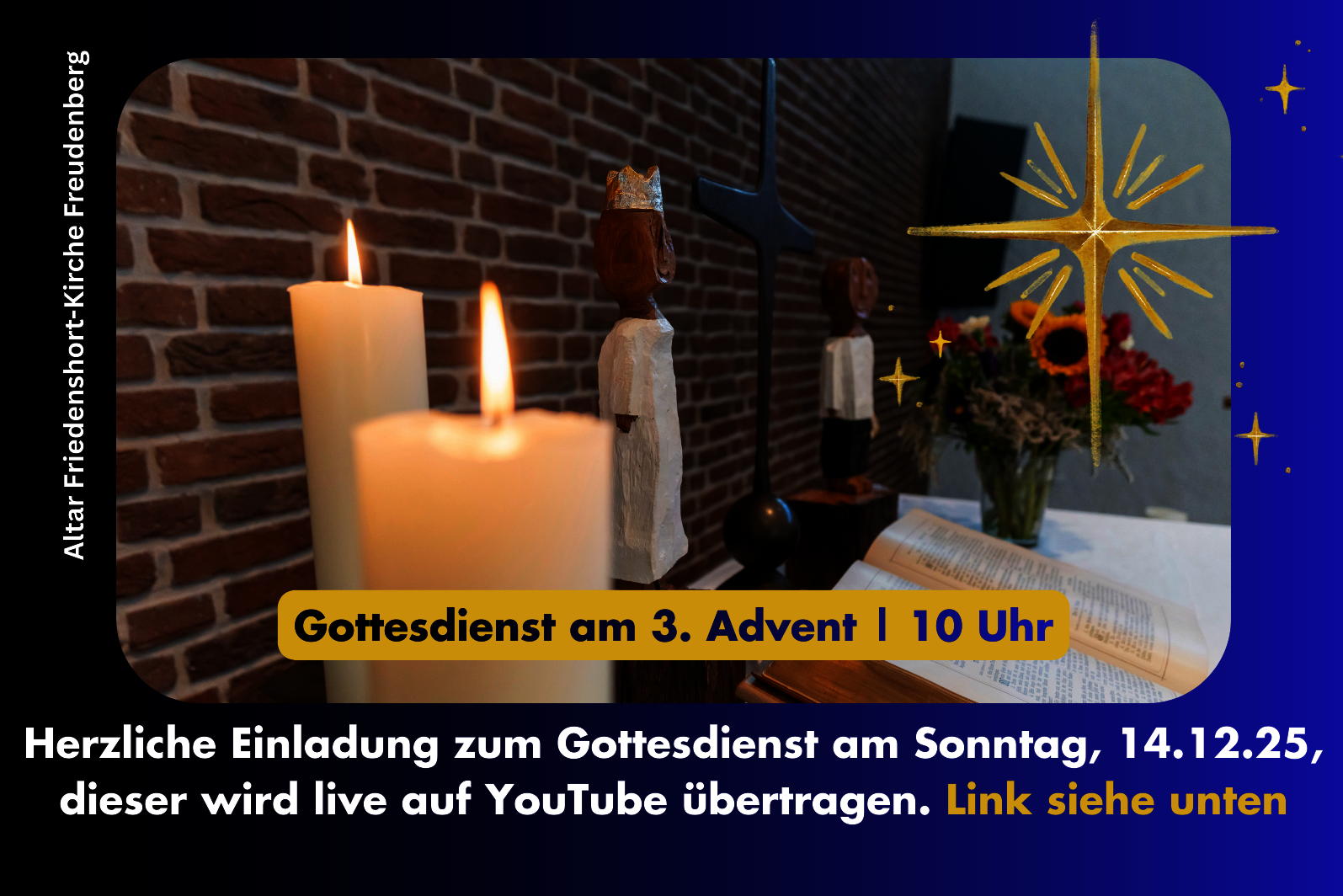 geschmückter Altar Friedenshortkirche